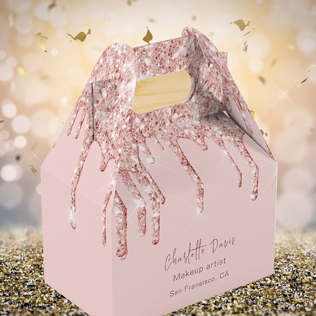 Rose gold glitter drips business QR code  Favour Box (Creator Uploaded)