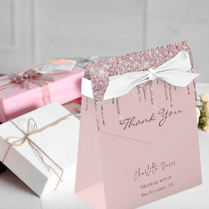 Rose gold glitter drips business QR code Favour Box