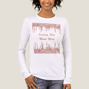 Rose Gold Glitter Drips Custom Text Name Tri-Blend Shirt