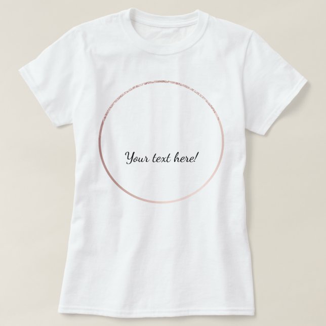 Rose gold glitter drips dripping girly glam text T-Shirt (Design Front)