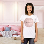 Rose gold glitter drips dripping girly glam text T-Shirt<br><div class="desc">A rose gold gradient background decorated with rose gold,  pink sparkling faux glitter drips,  paint dripping look. Personalise and add your own text.</div>