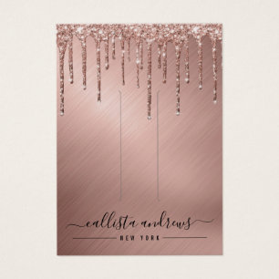 Rose Gold Glitter Drips Hair Clip Display Card