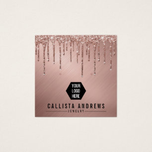 Rose Gold Glitter Drips Logo Earring Display Card