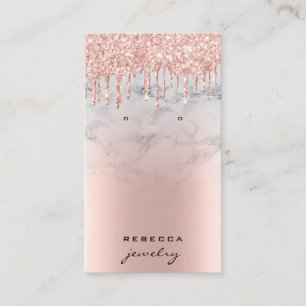Rose gold glitter drips marble earring display business card
