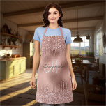 Rose Gold Glitter Drips Metallic Foil Personalised Apron<br><div class="desc">This design may be personalised by choosing the customise option to add text or make other changes. If this product has the option to transfer the design to another item, please make sure to adjust the design to fit if needed. Contact me at colorflowcreations@gmail.com if you wish to have this...</div>