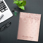 Rose gold glitter drips monogram script 2024 planner<br><div class="desc">A faux rose gold metallic looking background with elegant faux rose gold glitter drips,  paint dripping look.  Personalise and add your monogram initials,  name and a title/year 2022 (or any year)  Your monogram initials as a pattern on the background.</div>