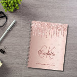 Rose gold glitter drips monogram script 2024 planner<br><div class="desc">A faux rose gold metallic looking background with elegant faux rose gold glitter drips,  paint dripping look.  Personalise and add your monogram initials,  name and a title/year 2022 (or any year)  Your monogram initials as a pattern on the background.</div>