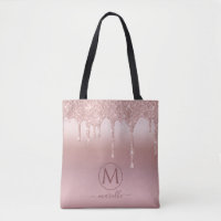 Rose Gold Glitter Drips Monogram