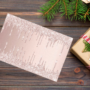 Rose gold glitter drips pink girly luxury tissue paper