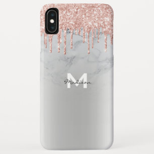 Rose Gold Glitter Drips Sparkles Marble Name Case-Mate iPhone Case