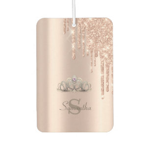 Rose Gold Glitter Drips Tiara Car Air Freshener