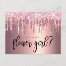 Rose gold glitter drips will you be my flower girl