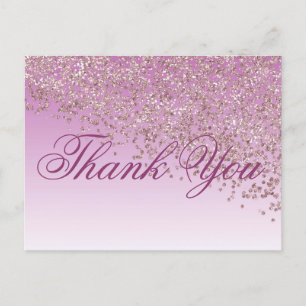 Rose Gold Glitter Dusty Pink Shades Thank You Postcard