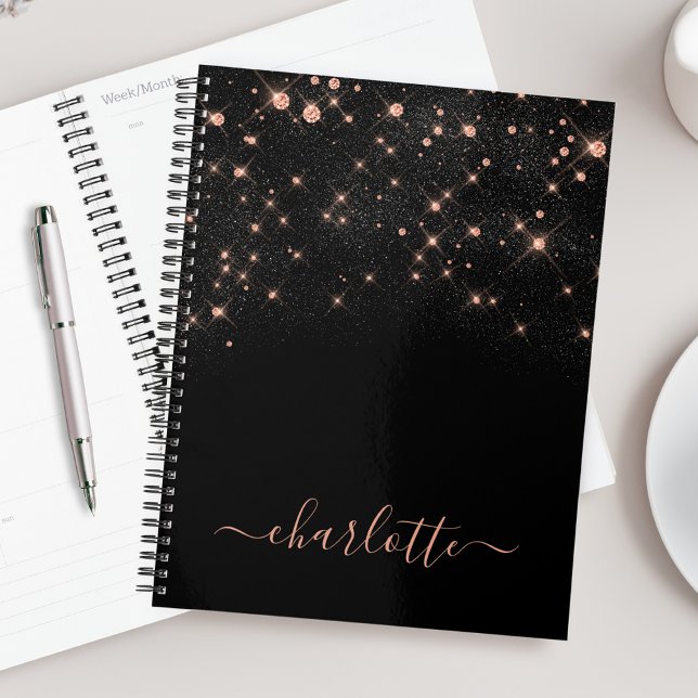 Rose Gold Glitter Elegant Glamourous Modern Script Planner (Creator Uploaded)