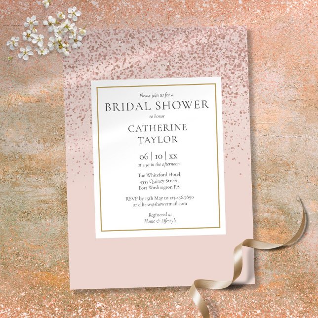 Rose Gold Glitter Elegant Gold Bridal Shower Invitation (Rose Gold Glitter Elegant Gold Bridal Shower Invitation)