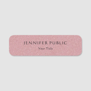 Rose Gold Glitter Elegant Modern Professional Name Tag