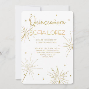 Rose Gold Glitter Elegant Quinceañera  Invitation
