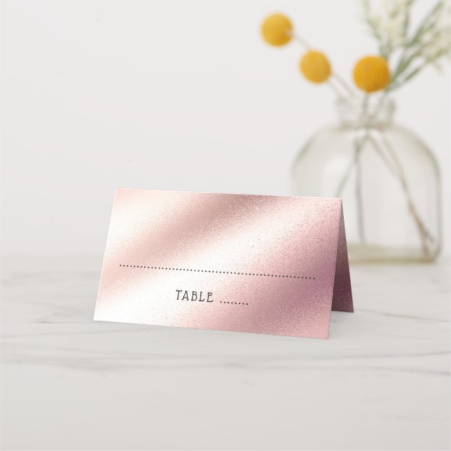 Rose Gold Glitter Elegant Soft Pink Wedding Place Card (Front)