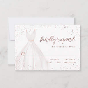 Rose Gold Glitter Elegant Sparkle Dress RSVP Card