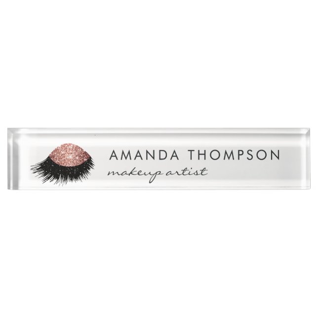 Rose Gold Glitter Eye Nameplate (Front)