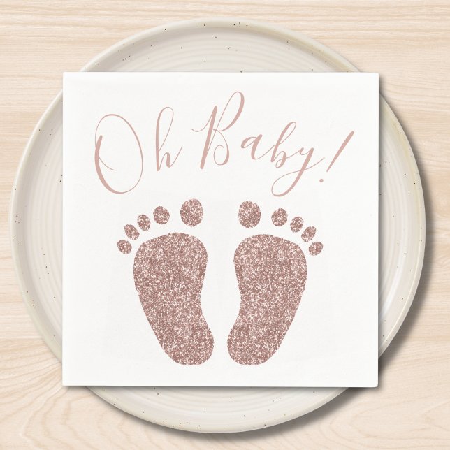 Rose Gold Glitter Feet Baby Shower  Napkin (Creator Uploaded)