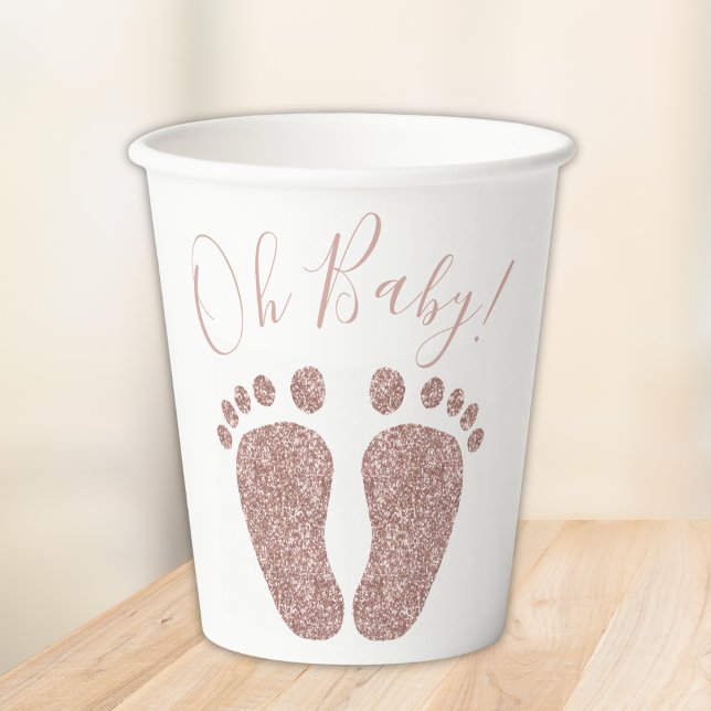 Rose Gold Glitter Feet Baby Shower Paper Cups (Creator Uploaded)