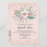 Rose gold glitter floral blush hebrew Bat Mitzvah Invitation<br><div class="desc">Elegant dusty pink and pale green floral bouquet with an editable white Star of David with  Hebrew name Bat Mitzvah and rose gold glitter confetti. A simple and chic invitation.</div>