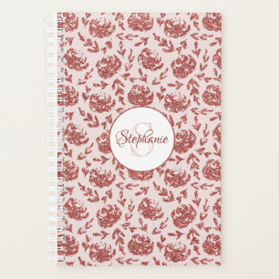 Rose Gold Glitter Floral Monogram Planner