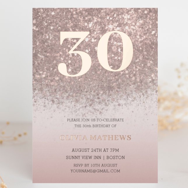 Rose Gold Glitter & Foil 30th Birthday  (Creator Uploaded)