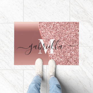Rose Gold Glitter Foil Doormat