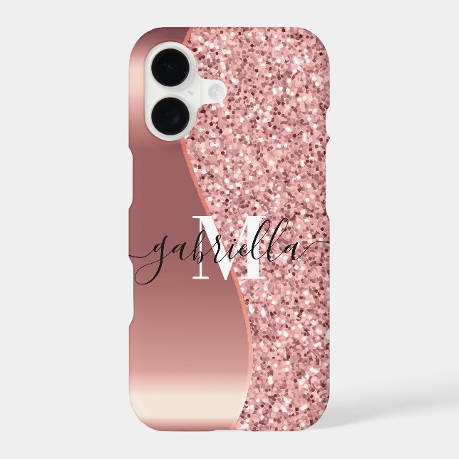 Rose Gold Glitter Foil iPhone Case (Back)