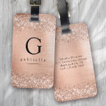 Rose Gold Glitter Foil Monogram  Luggage Tag<br><div class="desc">Personalise this foil glitter design with your name and monogram initial.</div>