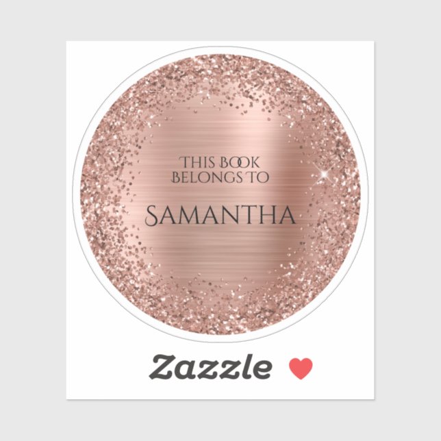 Rose Gold Glitter Foil This Book Belongs To Circle (Sheet)