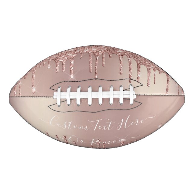 Rose Gold Glitter Football with Custom Text (Front)