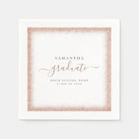 Rose Gold Glitter Frame Name Graduation Party