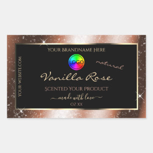 Rose Gold Glitter Frame Product Label with Logo