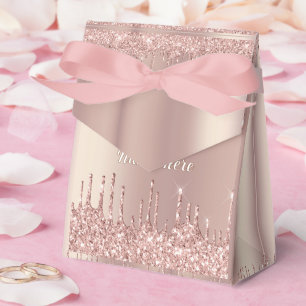 Rose Gold Glitter Gift Boxes with Custom Text Name