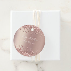Rose Gold Glitter Gift Tags Personalised Text Name