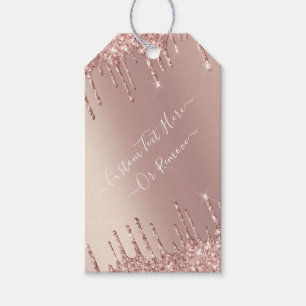 Rose Gold Glitter Gift Tags with Custom Text