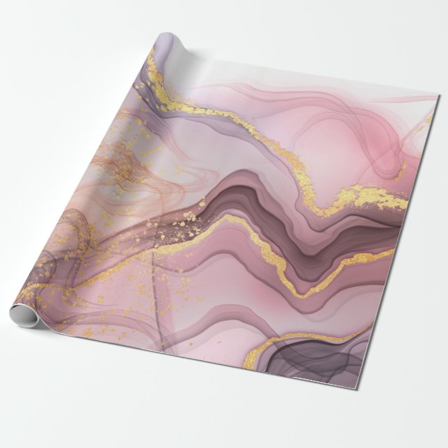 Rose Gold glitter girls birthday party  Wrapping Paper (Unrolled)