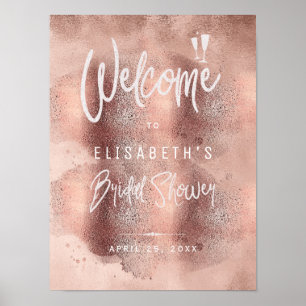Rose gold glitter glam bridal shower welcome sign