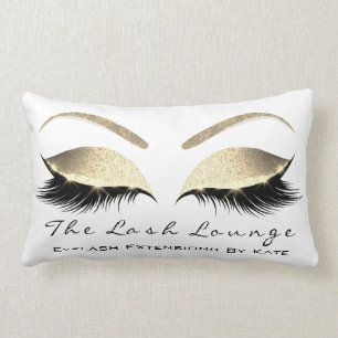 Rose Gold Glitter Glam Makeup Lashes Beauty Lumbar Cushion