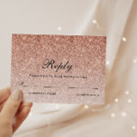 Rose Gold Glitter Glam Personalised Reply Card<br><div class="desc">This beautiful reply card features faux  glitter and your custom text. Use the template form the add your information.  Use the Cutsomize feature to change the font and the text layouts.</div>