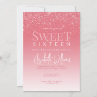 Rose Gold Glitter Glam Sweet Sixteen Birthday