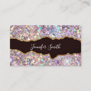 Rose Gold Glitter Gold Agate Modern Elegant Business Card