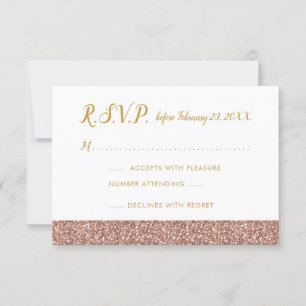 Rose Gold Glitter & Gold RSVP 3.5x5 A1
