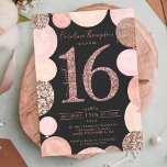 rose gold glitter grey balloon Sweet 16 photo Invitation<br><div class="desc">A modern, chic and elegant rose gold sequins sweet 16 birthday party invitation with a modern 16 typography with rose gold glitter grey balloons with hand painted pastel blush pink, rose gold glitter, sequins, pale pink cluster balloons with elegant calligraphy typography.. Add your photo at the back. Perfect for the...</div>