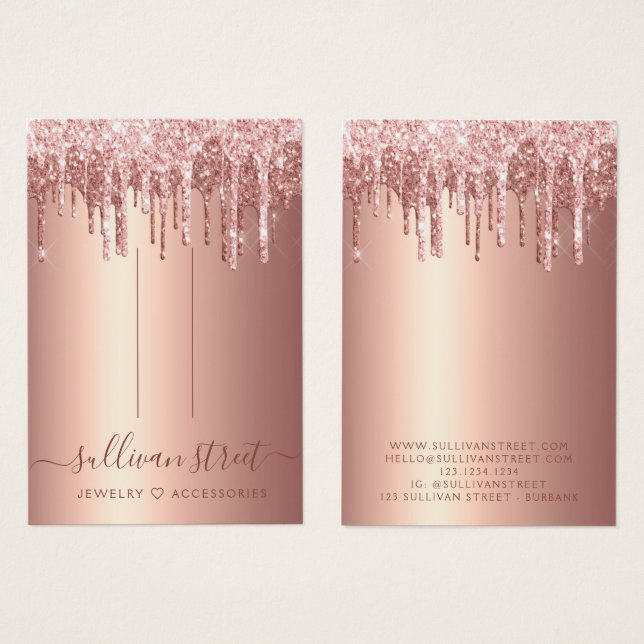 Rose Gold Glitter Hair Clip Jewellery Display Card (Front & Back)
