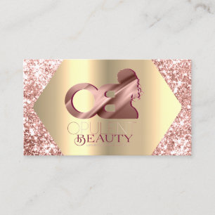 Rose Gold Glitter Hair Extension Logo Beauty Lash Business Card