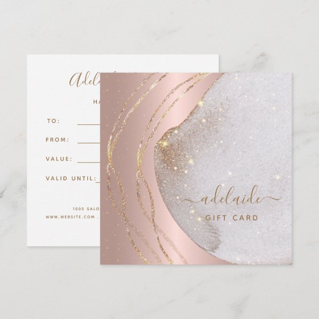 Rose Gold Glitter Hair Stylist Gift Certificate (Front/Back)